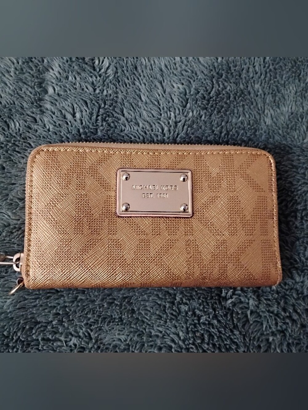 MICHAEL KORS Gold Genuine Leather Logo Wallet Women's